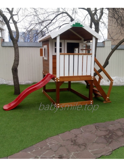 Дерев'яний будиночок для дітей з гіркою Spielplatz